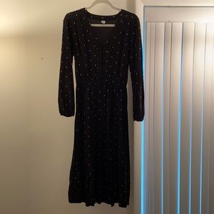 Old Navy, Black/Gold Dots Dress, Size Small Tall